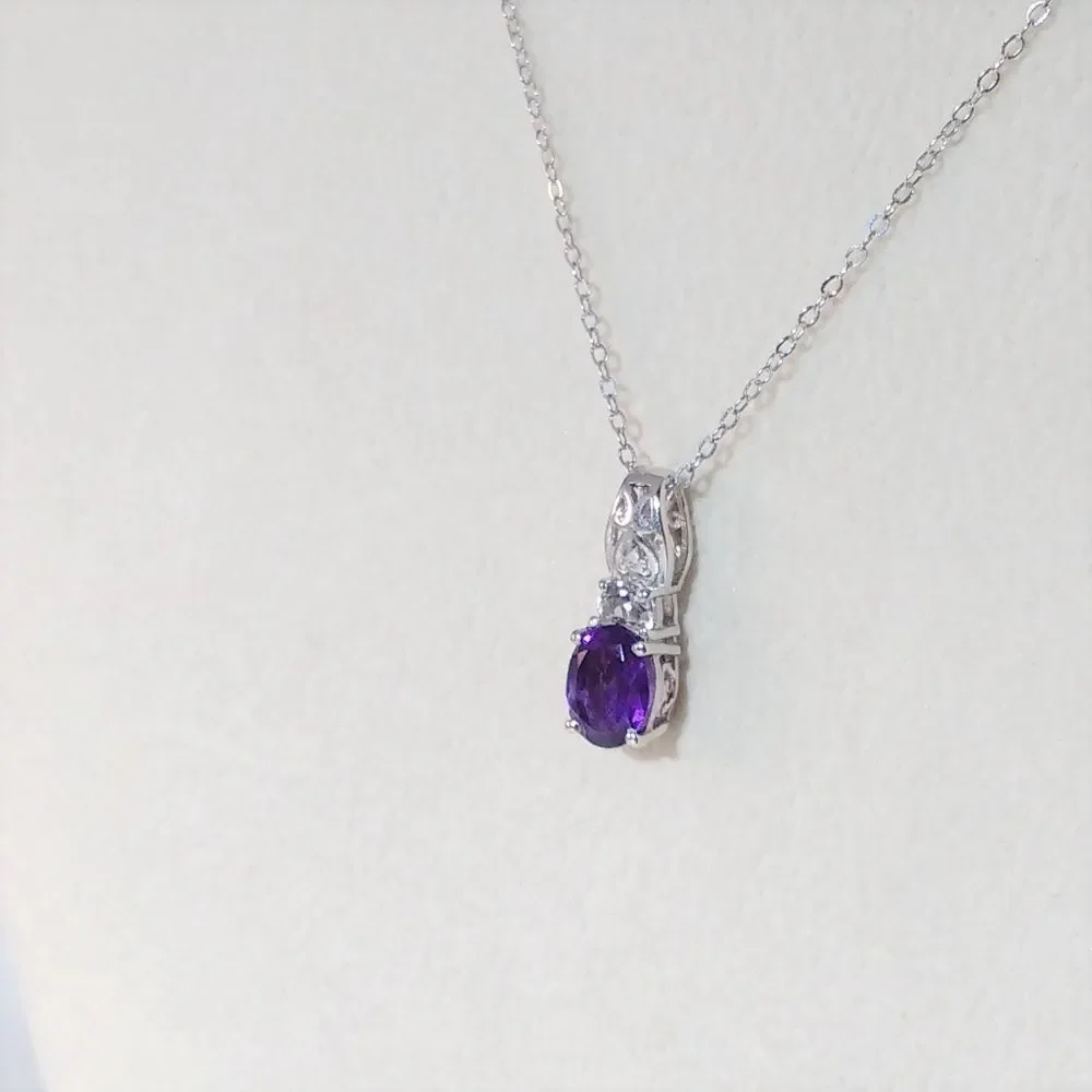 Amethyst 1.2 Carats Pendant with Italian Chain